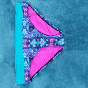 Bikini Bottoms (M) Teal, blue, and pink